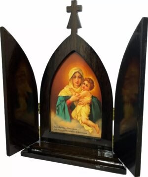 Capela Mãe Rainha de Madeira 32 Cm Com Porta
