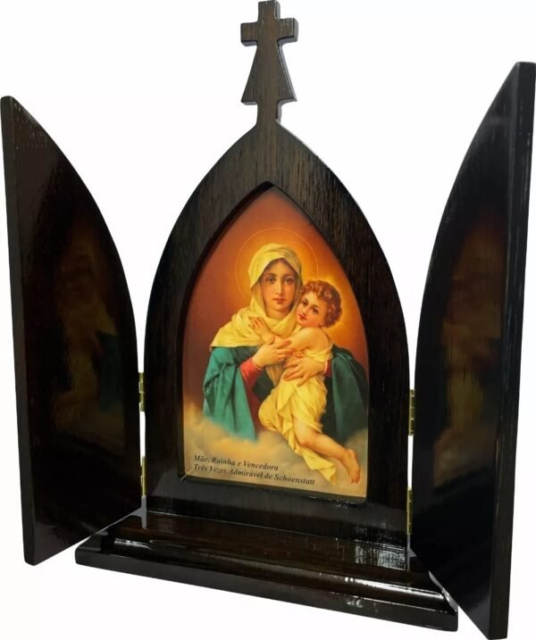 15183487076-ca-19.jpg Capela Mãe Rainha de Madeira 32 Cm Com Porta