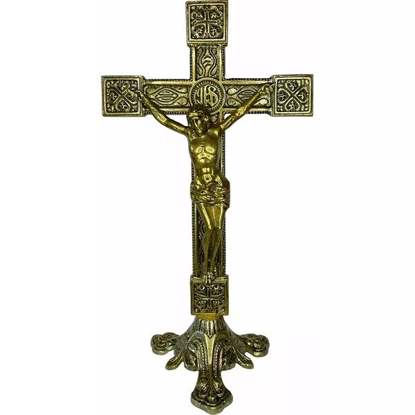 Crucifixo Cruz Metal De Altar 37,5 Cm