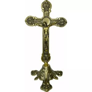 Crucifixo Cruz Metal De Altar 30 Cm