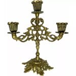 Castiçal Candelabro Ouro Velho 23 x 21 cm para 3 Velas