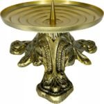 Castiçal Porta-Vela Baixo Ouro Velho 6,7 cm para Mesa
