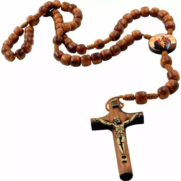 Terço Madeira 10Mm No Cordão - Sagrada Família