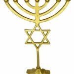 Castiçal, Menorá Com Estrela 07 Velas 33,5Cm