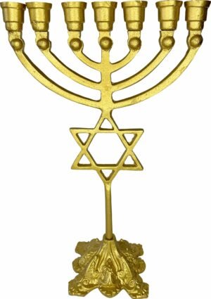 15222644725-menora-2.jpg Castiçal, Menorá Com Estrela 07 Velas 33,5Cm