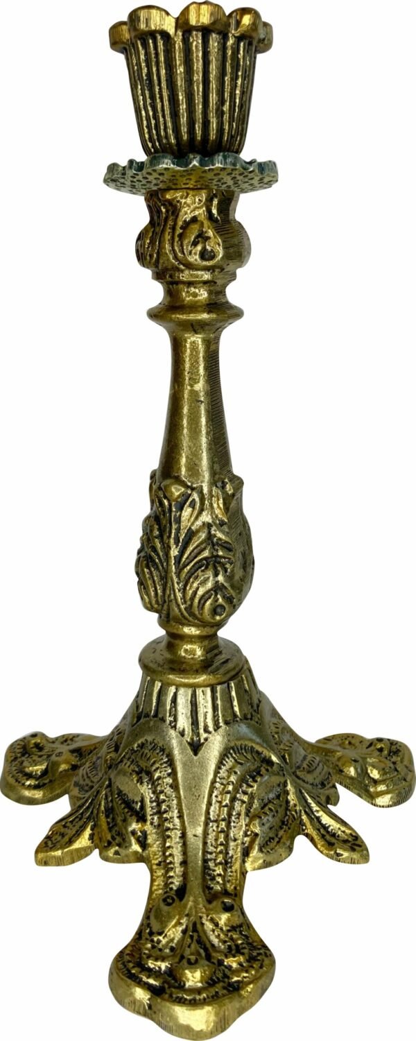 Castiçal Candelabro Ouro Velho 21,5X3Cm P/ Vela Até 2,5 Cm