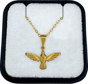 15264359602-fo-04.jpg Gargantilha Folheada a Ouro Espírito Santo Pombinha