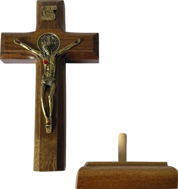 Crucifixo Madeira 12 Cm Mesa E Parede