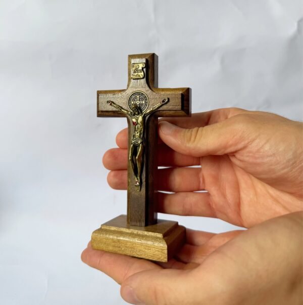 Crucifixo Madeira 12 Cm Mesa E Parede