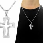 Corrente Com Crucifixo Aço Inox Vazado