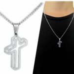 Corrente C Crucifixo Aço Inox Tridimensional