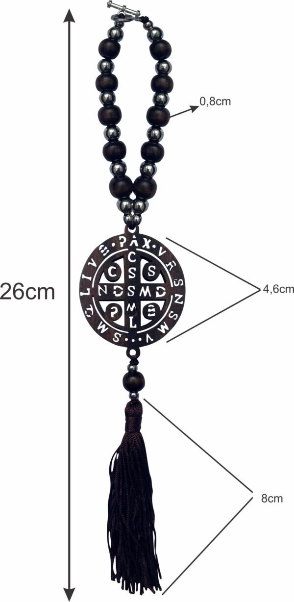 Dezena Mini Terço Madeira P Carro S Bento Pom Pom Importado