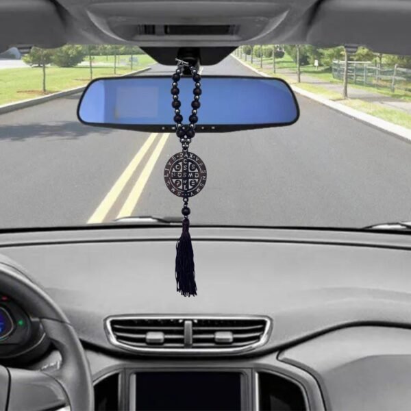 Dezena Mini Terço Madeira P Carro S Bento Pom Pom Importado