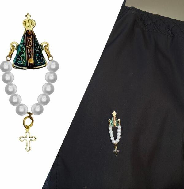 Kit 24 Botton Nossa Senhora Aparecida Com Dezena Mini Terço