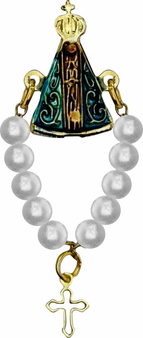 Kit 24 Botton Nossa Senhora Aparecida Com Dezena Mini Terço