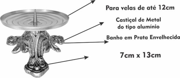 Castiçal Candelabro 7 Dias Baixo 7X13 Cm Prata Envelhecido