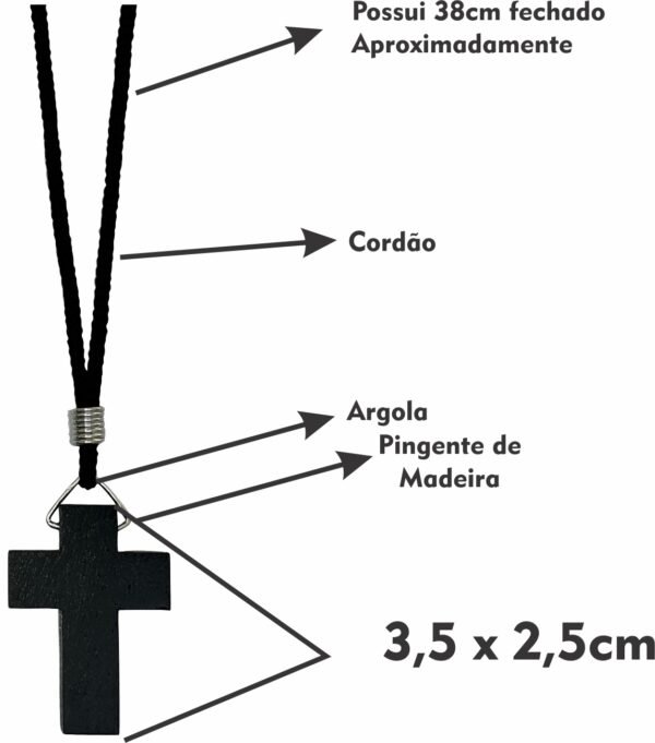 Kit 12 Cordão Cruz Palito Sem Cristo