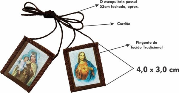 Escapulário De Tecido Original Grande 3 X 3,8 Cm
