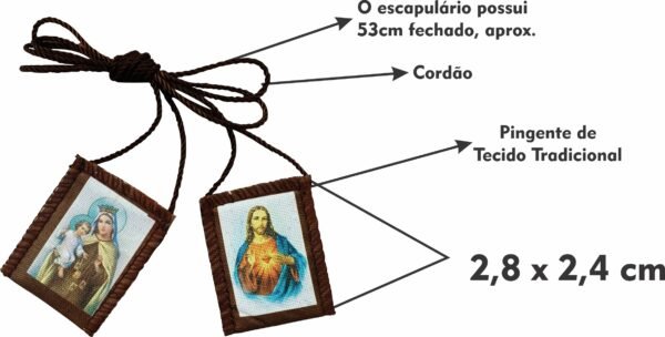 Escapulário De Tecido Original Médio 2 X 2,5 Cm