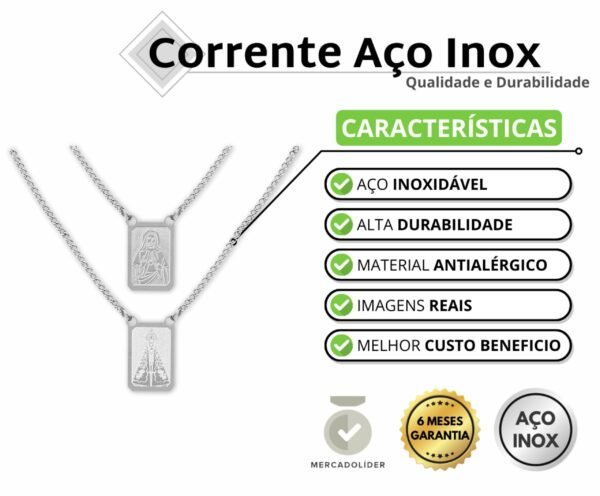 Escapulário Aço Inox Aparecida C/ Caixa