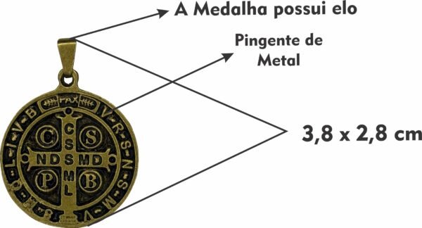 Kit 10Un Medalha São Bento Ouro Velho Grande 30 Mm