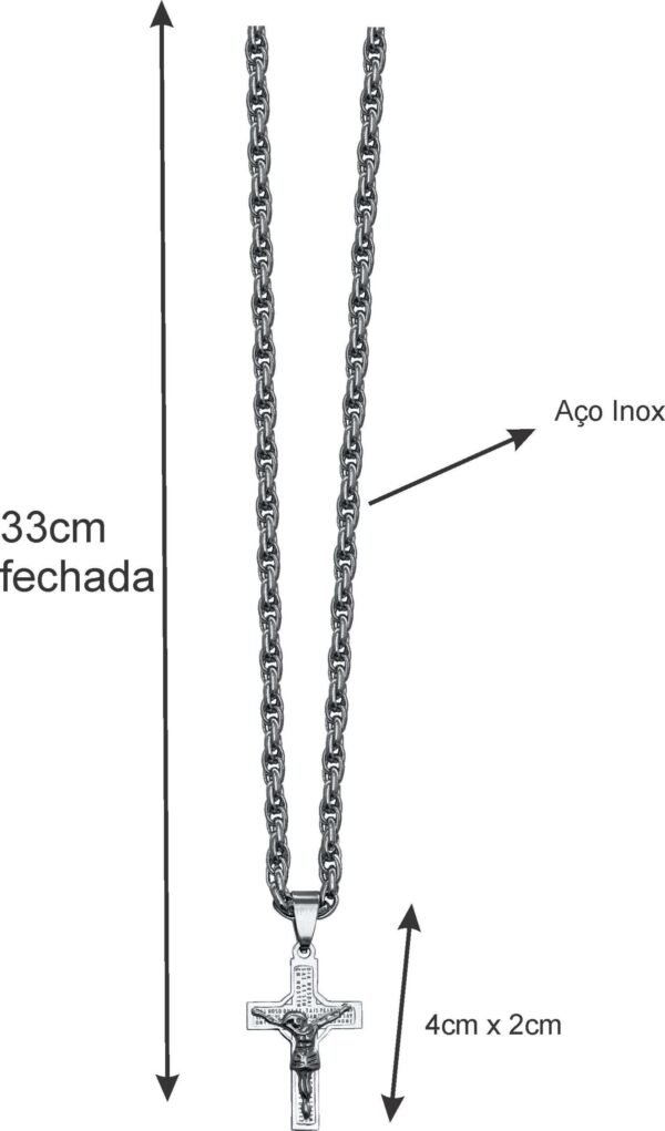 Corrente Aço Inox Com Crucifixo 3X2Cm