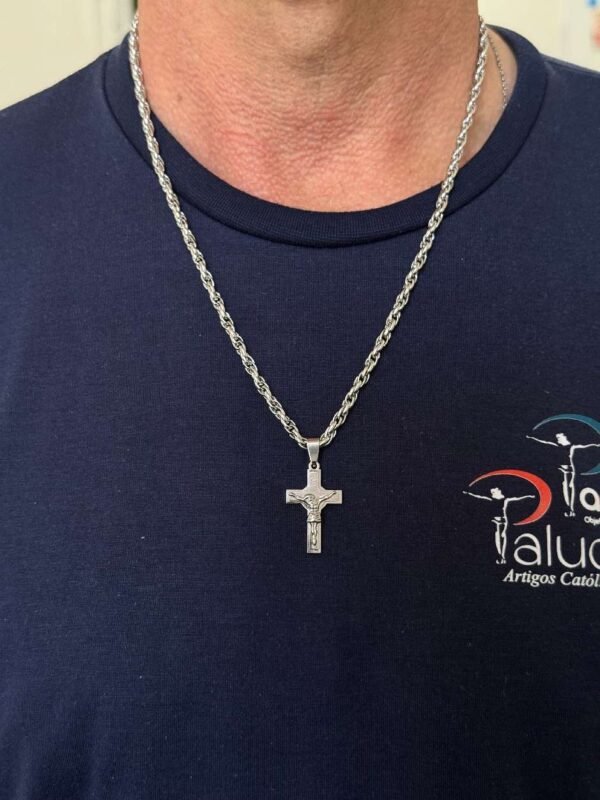 Corrente Aço Inox Com Crucifixo 3X2Cm