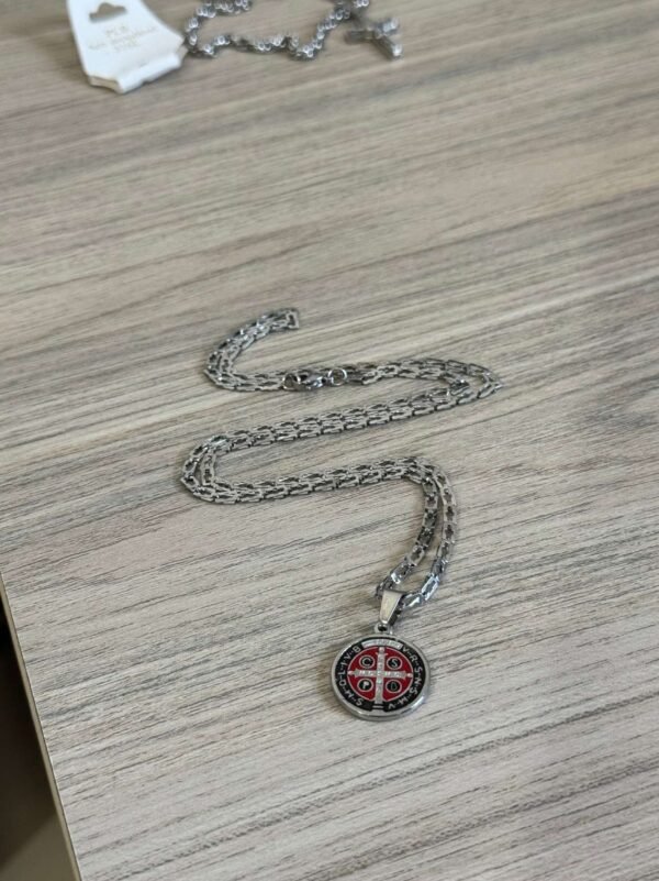 Corrente Aço Inox Com Medalha São Bento