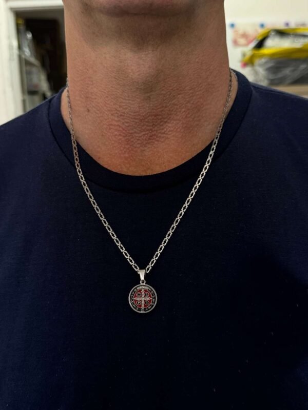 Corrente Aço Inox Com Medalha São Bento