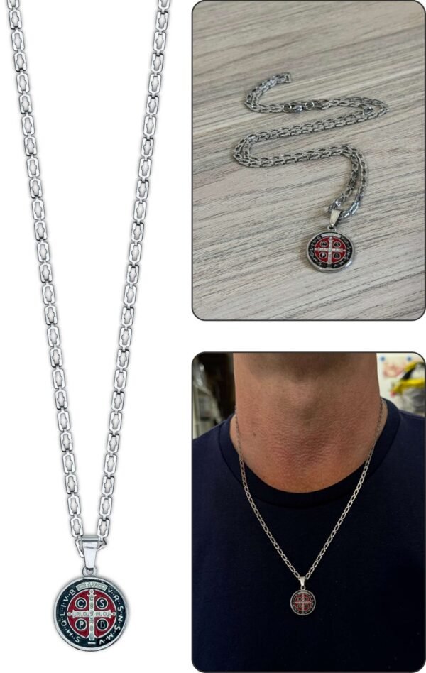 Corrente Aço Inox Com Medalha São Bento