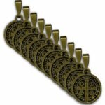 Kit 10 Un Medalha São Bento Ouro Velho Pequena 14 Mm