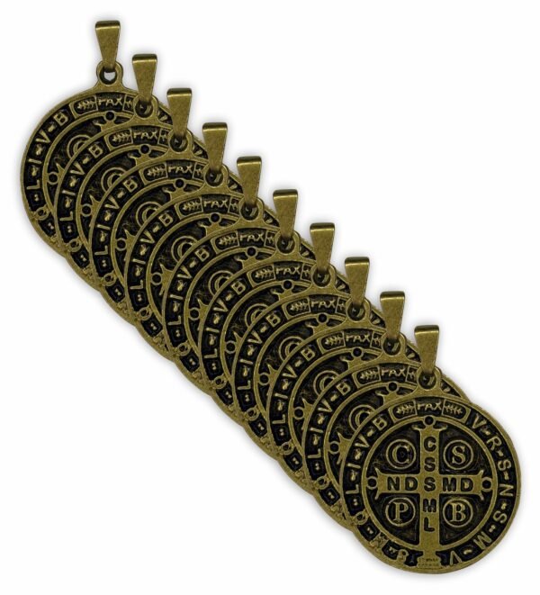 Kit 10Un Medalha São Bento Ouro Velho Grande 30 Mm