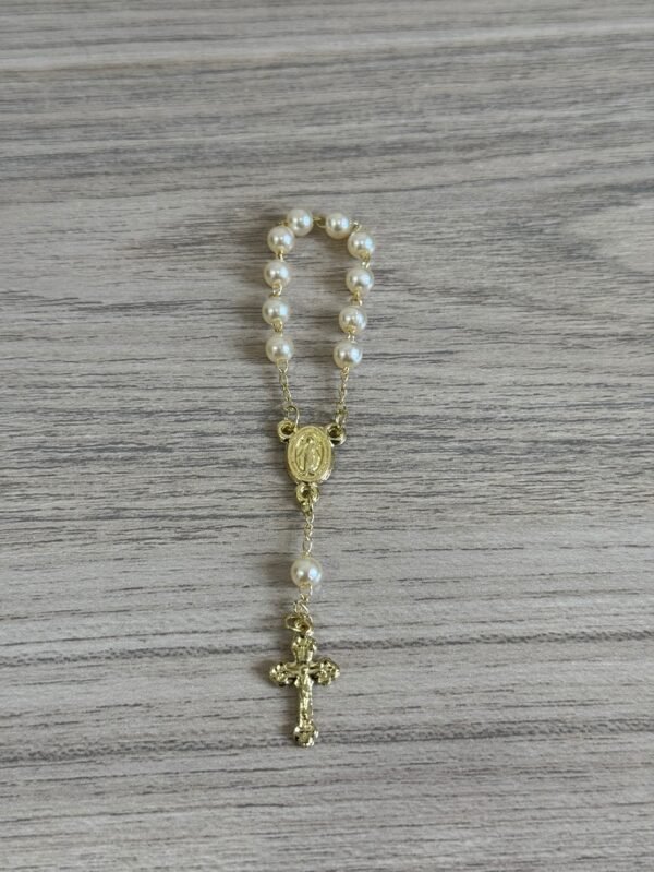 Kit 20 Dezena Mini Terço Pérola Dourada