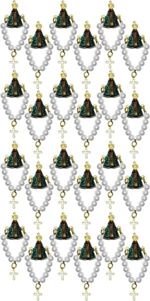 Kit 24 Botton Nossa Senhora Aparecida Com Dezena Mini Terço