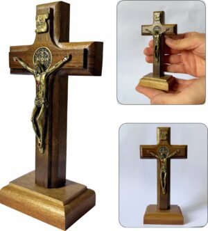 Crucifixo Madeira 12 Cm Mesa E Parede