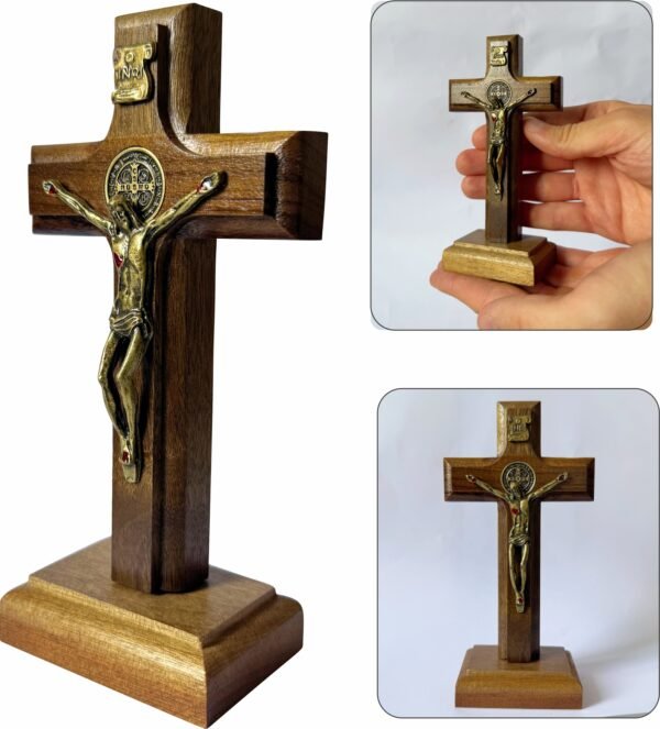 Crucifixo Madeira 12 Cm Mesa E Parede