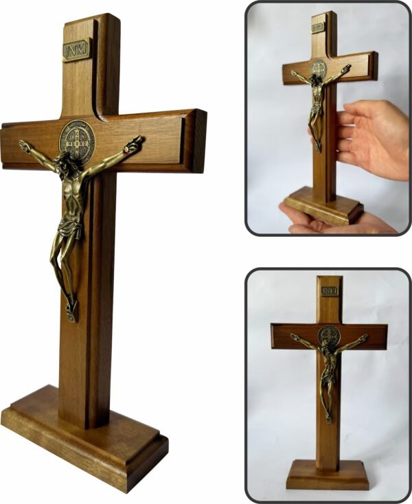 Crucifixo Madeira 26 Cm Mesa E Parede
