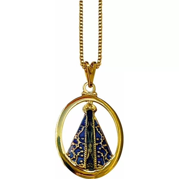 15197935786-fo-169.jpg CORRENTE COM PINGENTE N SENHORA APARECIDA OVAL VAZADO F OURO