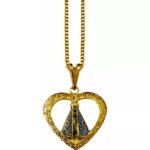 CORRENTE COM PINGENTE N SENHORA APARECIDA CORAÇÃO F OURO