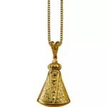 CORRENTE COLAR COM PINGENTE N SENHORA APARECIDA  FOLHEADA A OURO