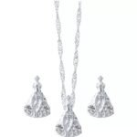 CONJUNTO FOLHEADO A PRATA BRINCO COM GARGANTILHA AP MF227