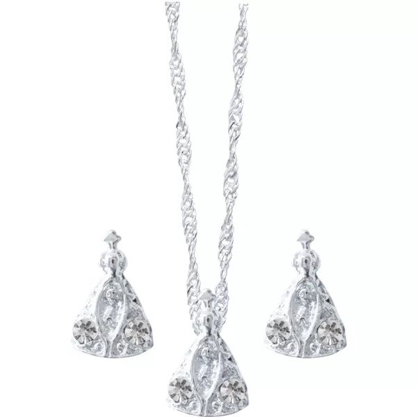 15203533333-pr-72.jpg CONJUNTO FOLHEADO A PRATA BRINCO COM GARGANTILHA AP MF227