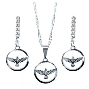 15203535475-pr-98.jpg CONJUNTO FOLHEADO A PRATA COM BRINCO ESPÍRITO SANTO VAZADO MF442