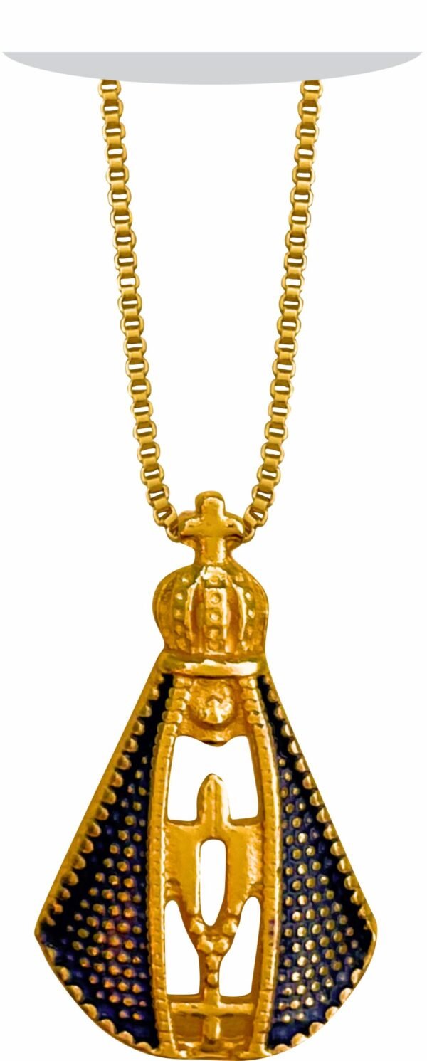 GARGANTILHA F. OURO NOSSA SENHORA APARECIDA AZUL CX VELUDO