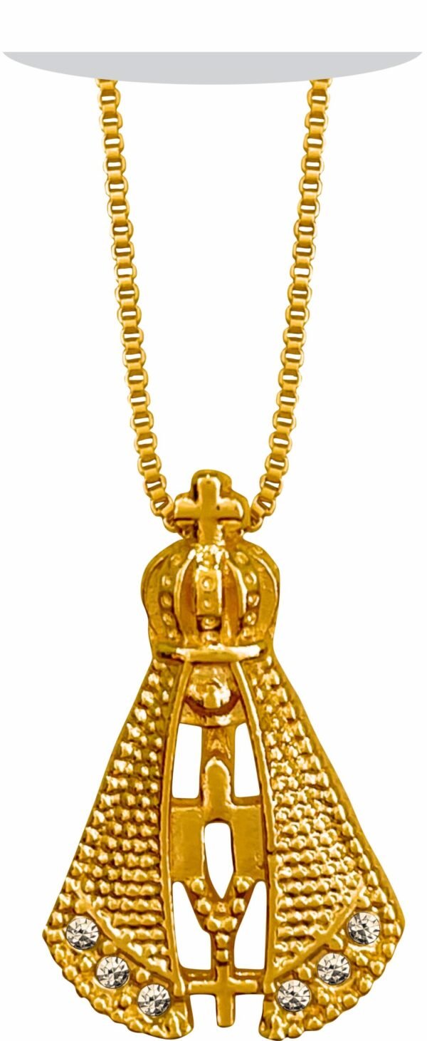 GARGANTILHA F. OURO NOSSA SENHORA APARECIDA 06 STRASS CX VELUDO