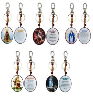 CHAVEIRO OVAL MADEIRA COM ORAÇÃO