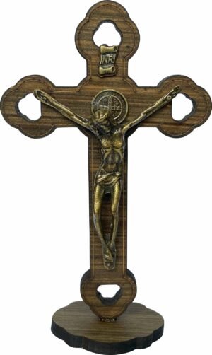 CRUCIFIXO MDF DE MESA COM CRISTO EM METAL 15CM