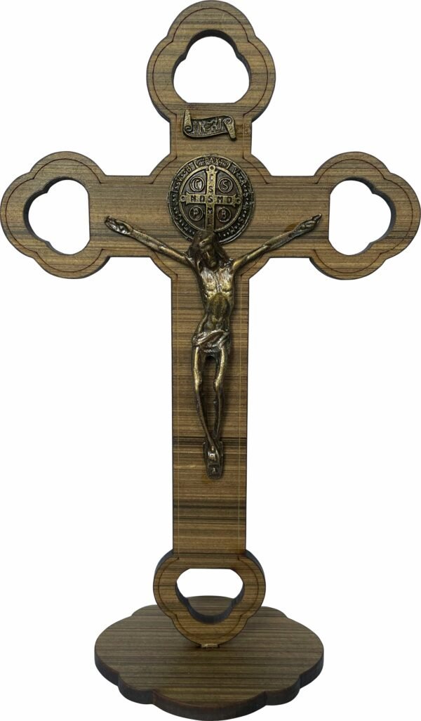 CRUCIFIXO MDF DE MESA COM CRISTO EM METAL 25CM