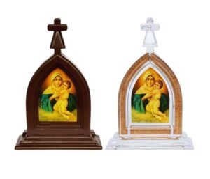 CAPELA EM ACRÍLICO MÃE RAINHA COM BASE 12 CM