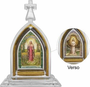 CAPELA EM ACRÍLICO NOSSA SENHORA DAS LÁGRIMAS COM BASE 12 CM